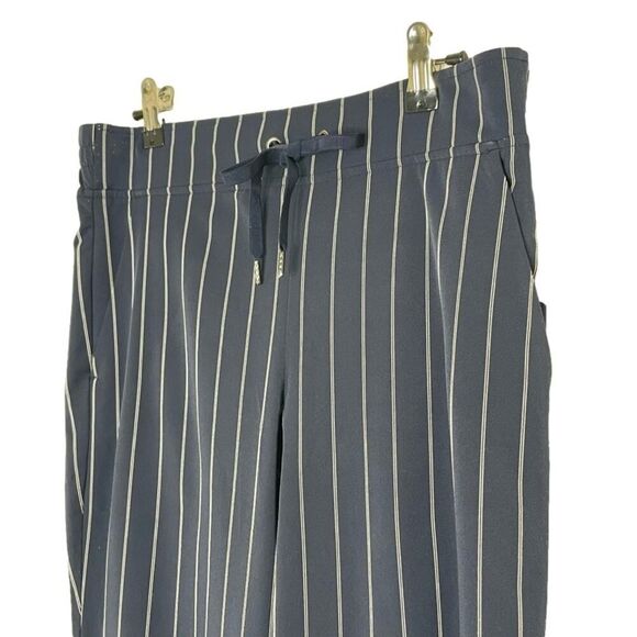 Athleta Poly Spandex Stretch Pin Striped midtown Jogger Pants Navy Blue 6 #AI - Picture 4 of 8